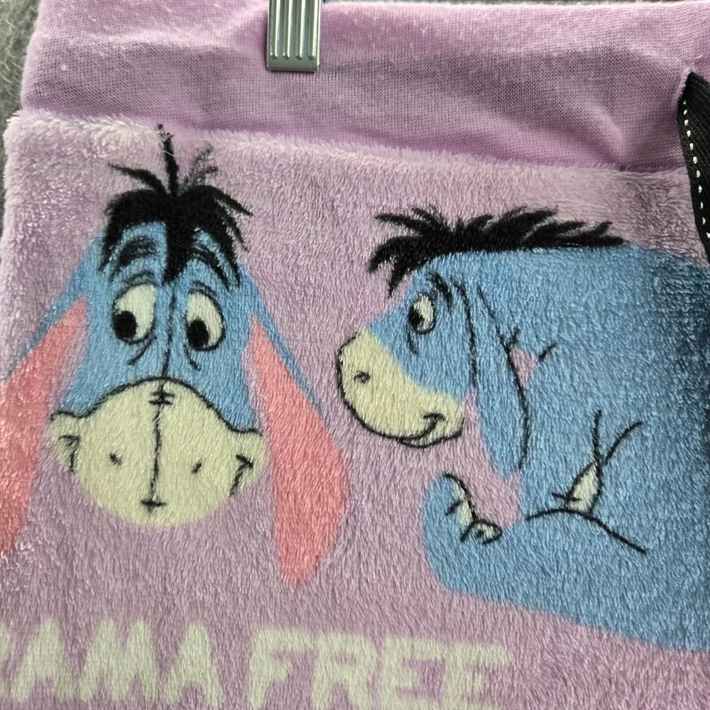 Disney Women Sleepwear Large Purple Pajama Pants Eeyore Drama Free Zone Fleece - Picture 11 of 13